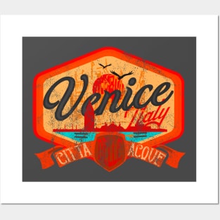 Venice Italy badge label vintage distressed Posters and Art